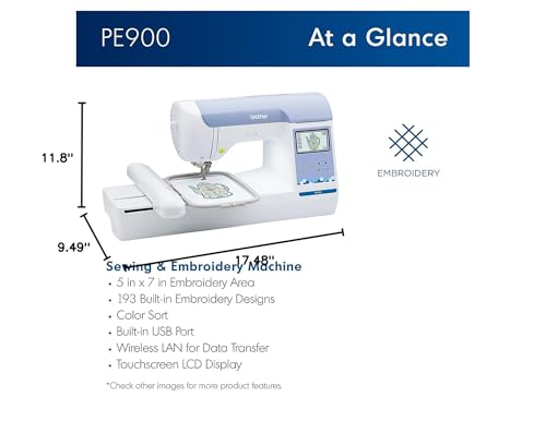 Brother PE900 Embroidery Machine with WLAN, White O60746