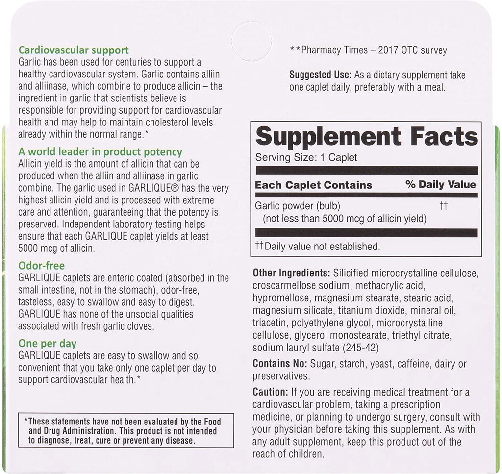 Garlique Caplets 30 Tablets (Pack of 6) T39080