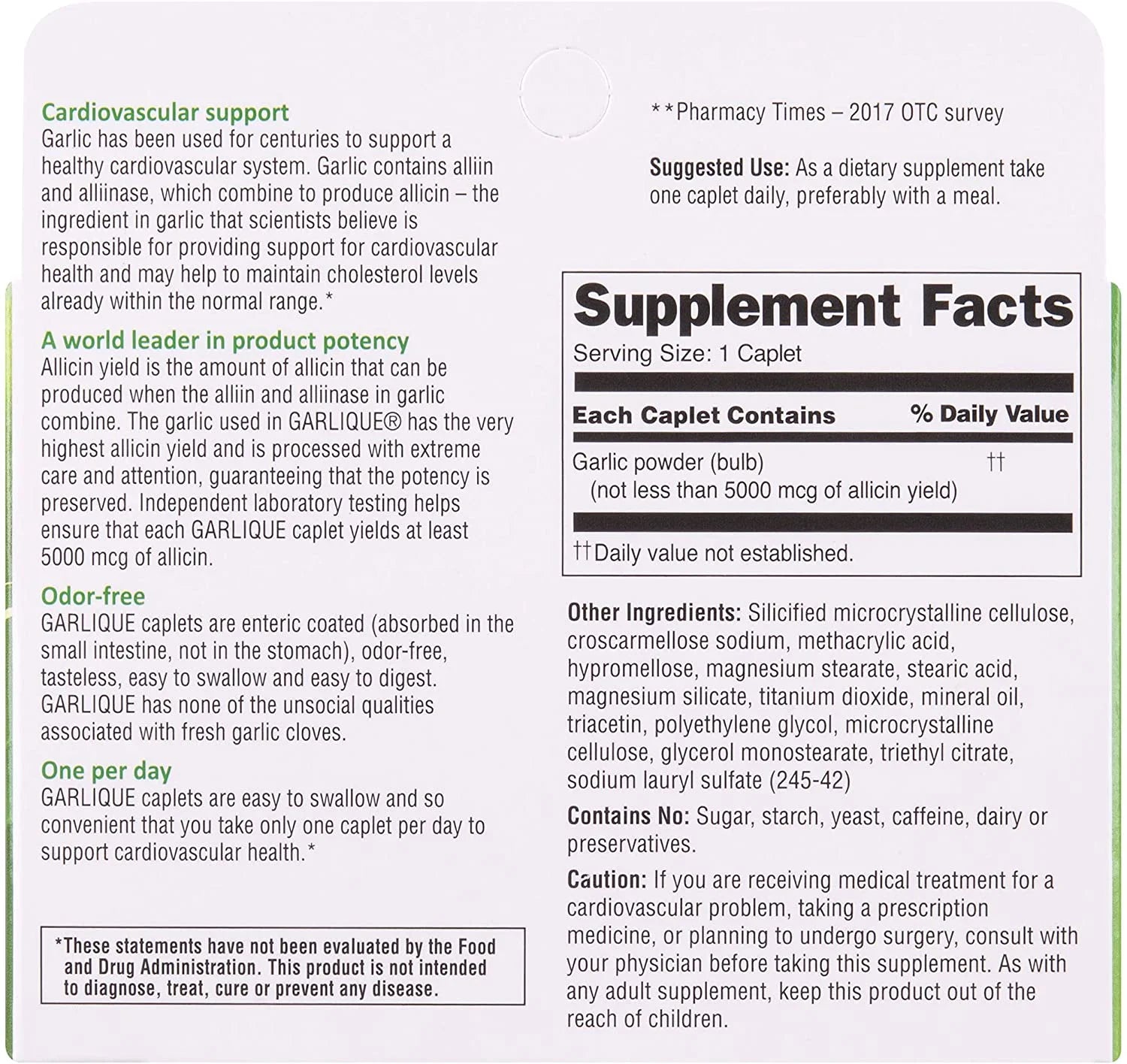 Garlique Caplets 30 Tablets (Pack of 6) T39080