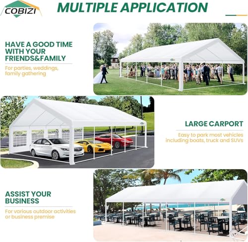 COBIZI 20x40 Party Tent Heavy Duty with Removable Sidewall, White S4012