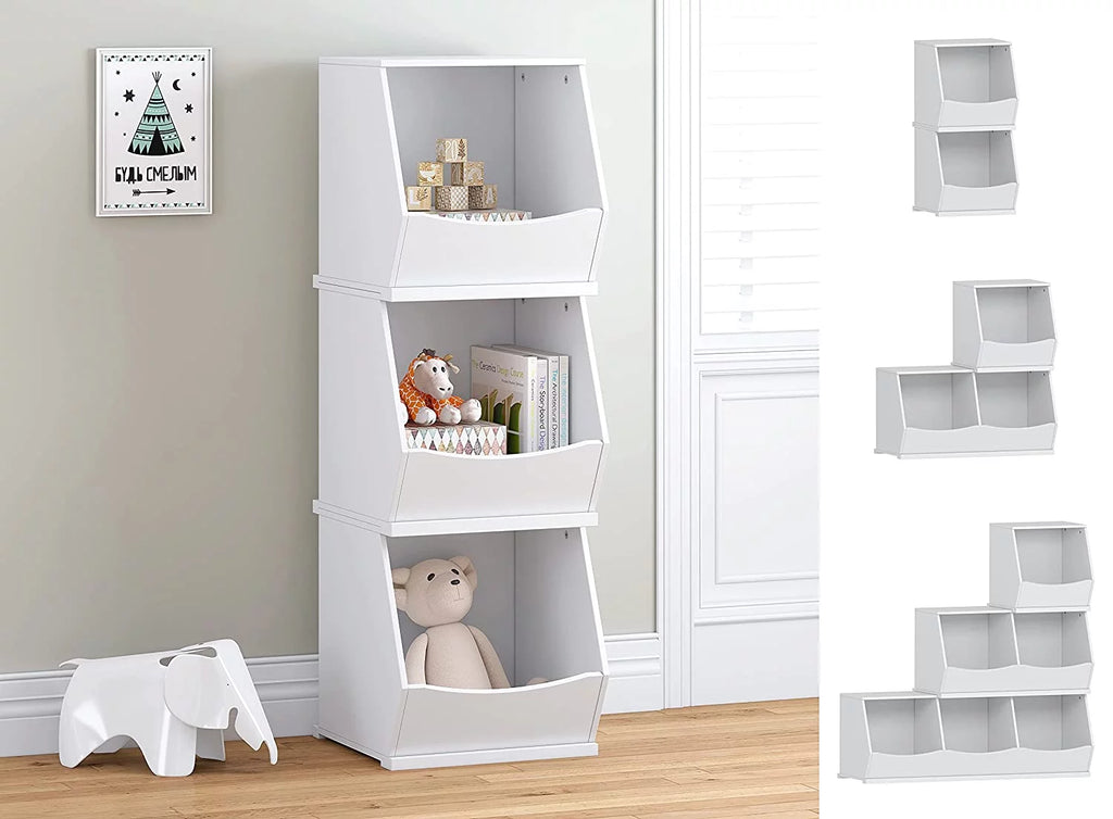 UTEX Toy Storage Organizer, Stackable Kids Toy Cubby, White C47264