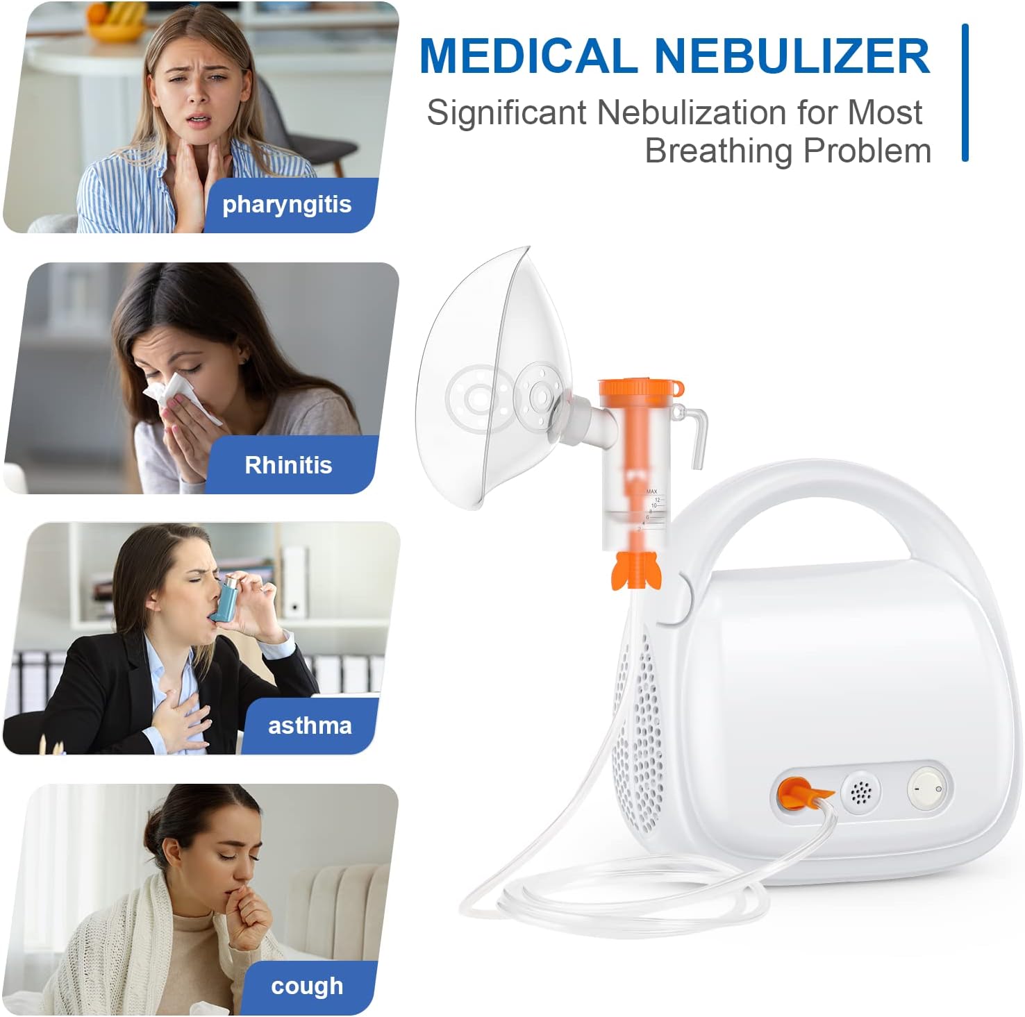 Portable Nebulizer Machine for Adults & Kids with 3 Masks and 1 Mouthpiece Y417402