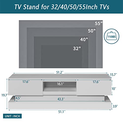 LED TV Stand for 32-55 Inch TV with Storage Drawers and RGB LED Backlight E402158