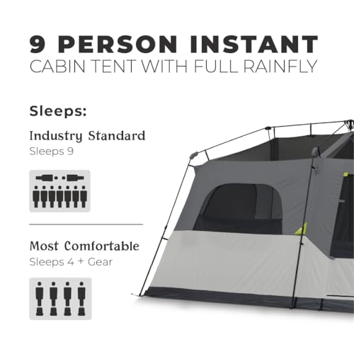 CORE Instant Cabin Tents 6 Person Family Pop Up Camping Tent R26561