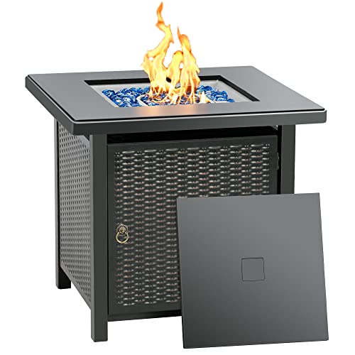 BALI OUTDOORS 50000 BTU Propane Fire Pit Table with Lid, 28 inch, Black Y709007
