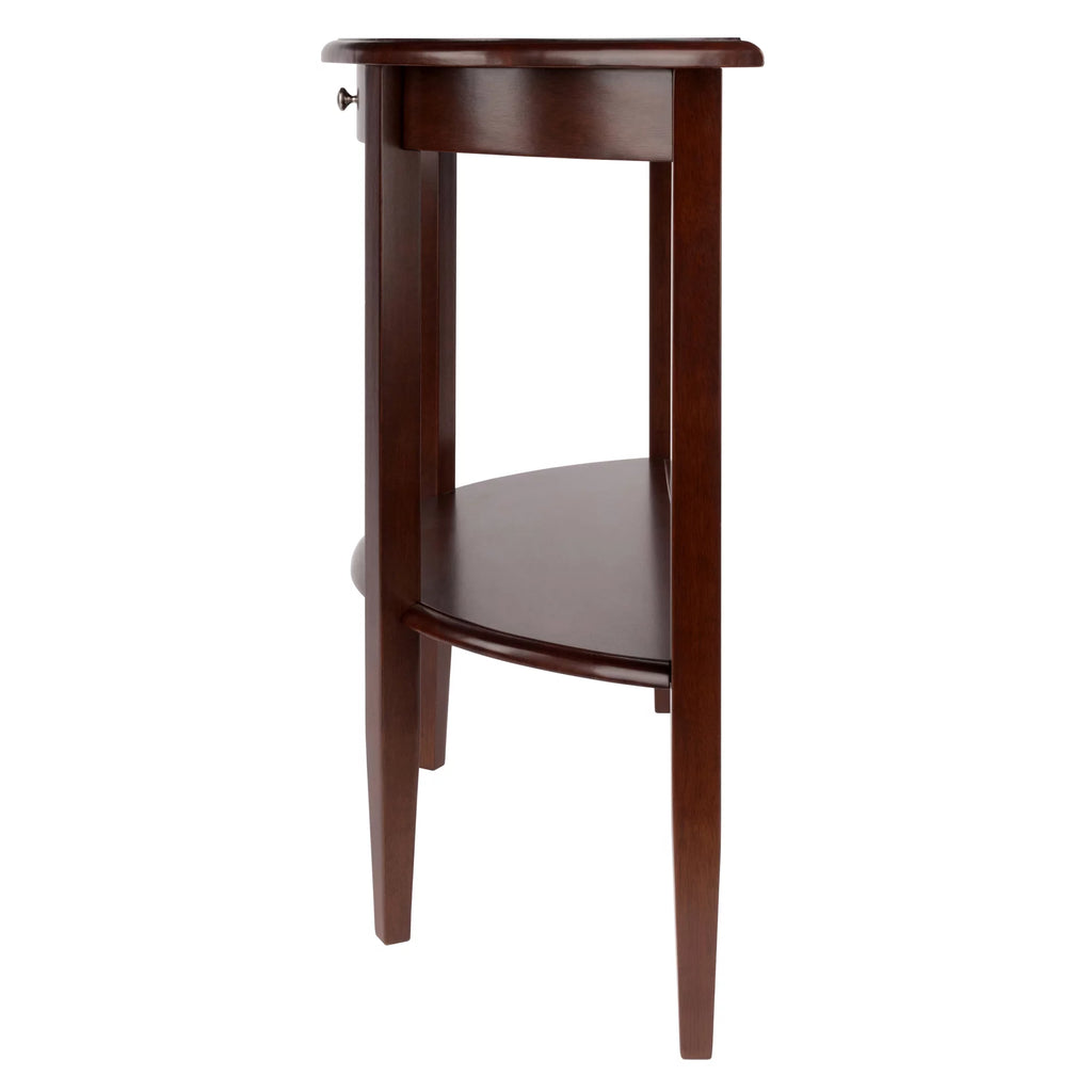 Winsome Wood Concord Half Moon Console Table with Drawer and Shelf, Walnut Finish F52882
