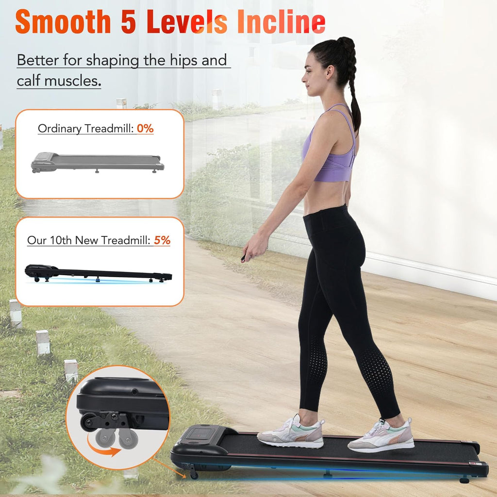 2-in-1 Walking Pad Treadmill with Bluetooth Speaker & LED Display for Home Office D8545