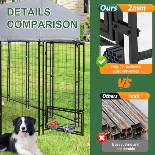 Outdoor Dog Kennel for Large Dogs, Heavy Duty Welded Wire Steel with Roof and Secure Lock G56146