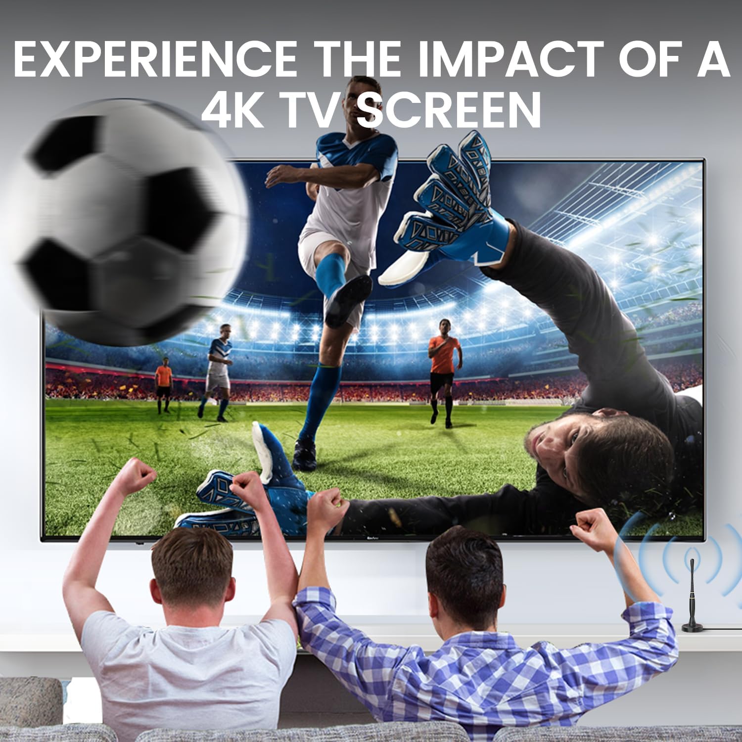 Vassink TV Antenna Indoor for Smart TV 4K HDTV, 380 Miles Range with 16.5FT Coax Cable S65536