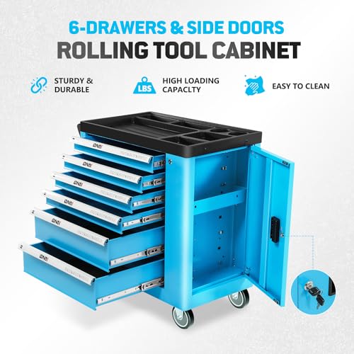 DNA MOTORING 7-Drawer Rolling Tool Cabinet Chest with Keyed Locking System, Green M137