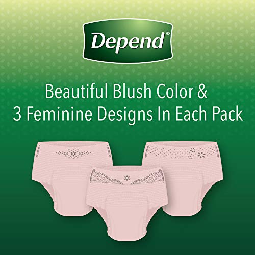 Depend FIT-FLEX Incontinence Underwear for Women, Disposable, Maximum Absorbency, Small, Blush, 90 Count L560625