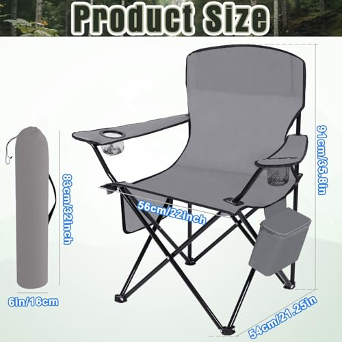 2 Pack Oversized Portable Camping Chair with Cooler Pocket and Carry Bag (Blue) J45654