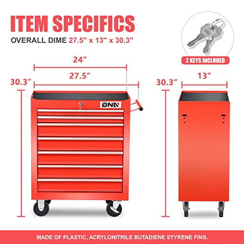 DNA MOTORING 7-Drawer Rolling Tool Cabinet Chest with Keyed Locking System, Green M137