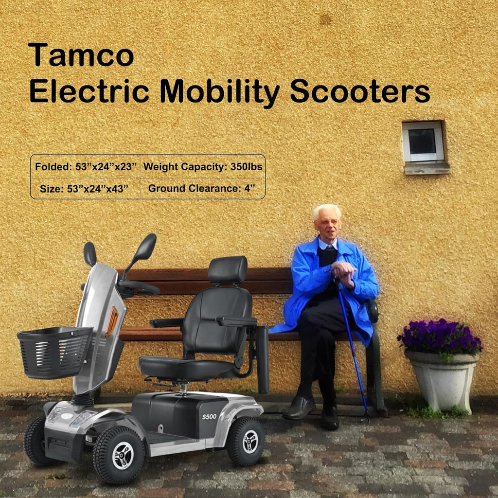 Tamco Mobility Scooter 4 Wheel Electric Scooter for Adults Seniors, 350lbs Capacity, All Terrain, Grey J587746