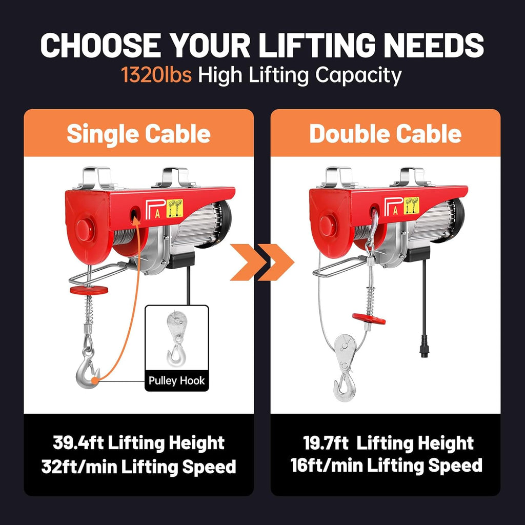 1320LBS 120V Electric Hoist with Wireless Remote Control R896