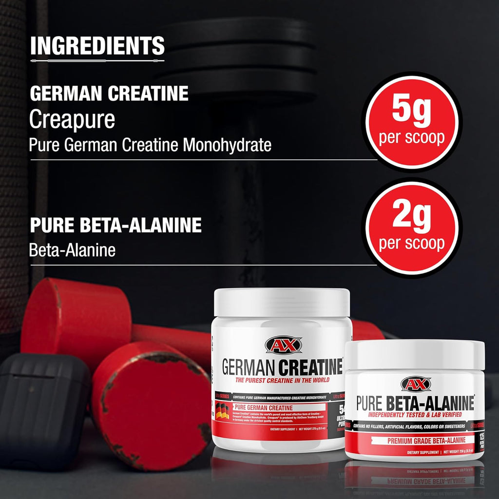 AX Pure Creapure Creatine Monohydrate 270g and Beta Alanine Powder 250g H249
