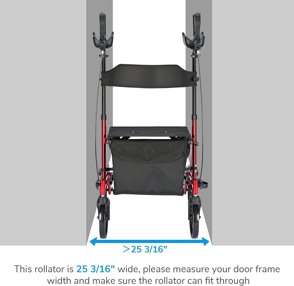 AW Stand Up Folding Rollator Walker with Seat, 300 Lbs Capacity V886