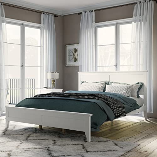 King Size Bed Frame Noise Free Stylish Simple Design Rustic Wood and Metal Accents Easy Assembly No Box Spring Needed Large Under Bed Storage Space Single Box Packaging Wood Black