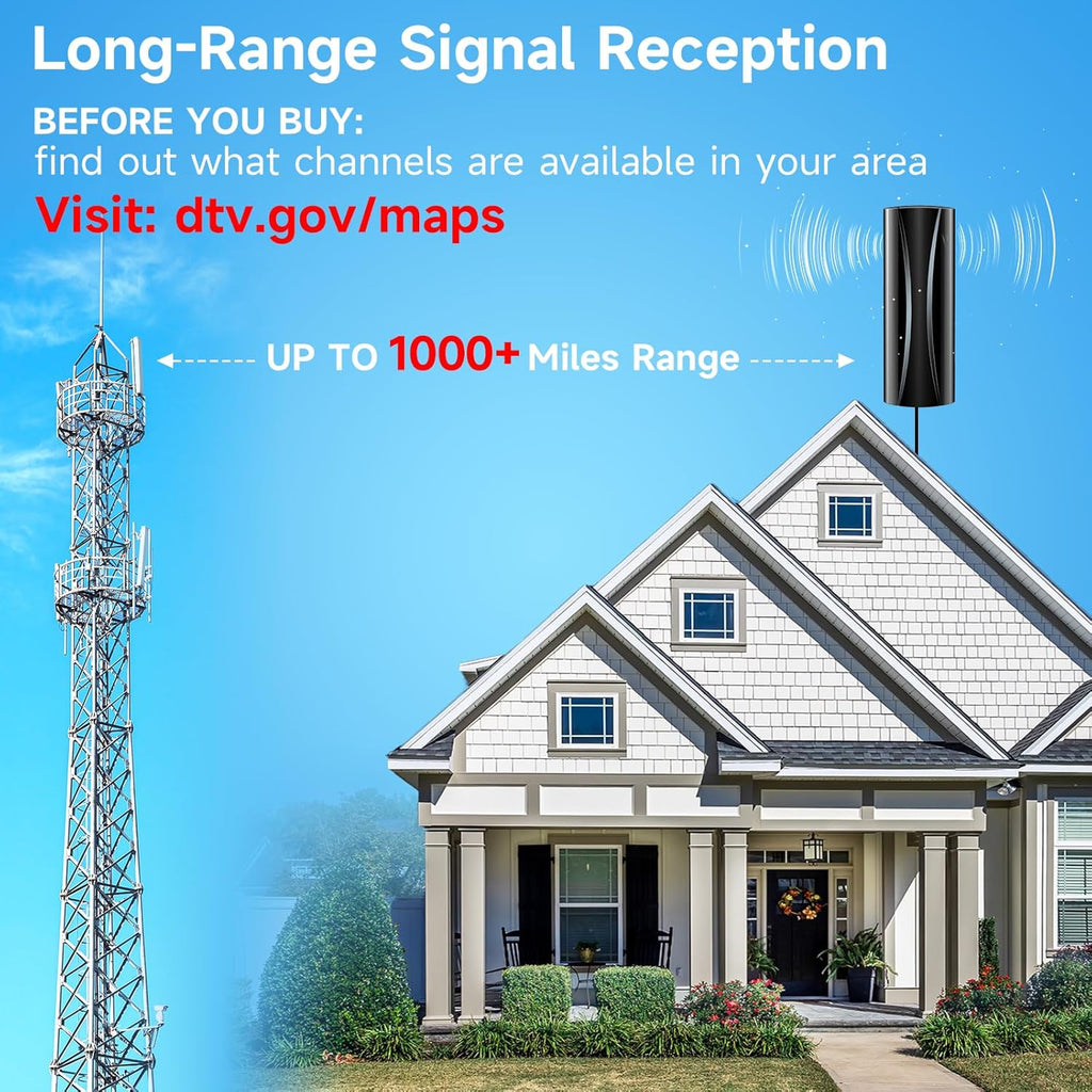 Digital TV Antenna Indoor 4K 1080p with Amplifier and Coaxial Cable F643