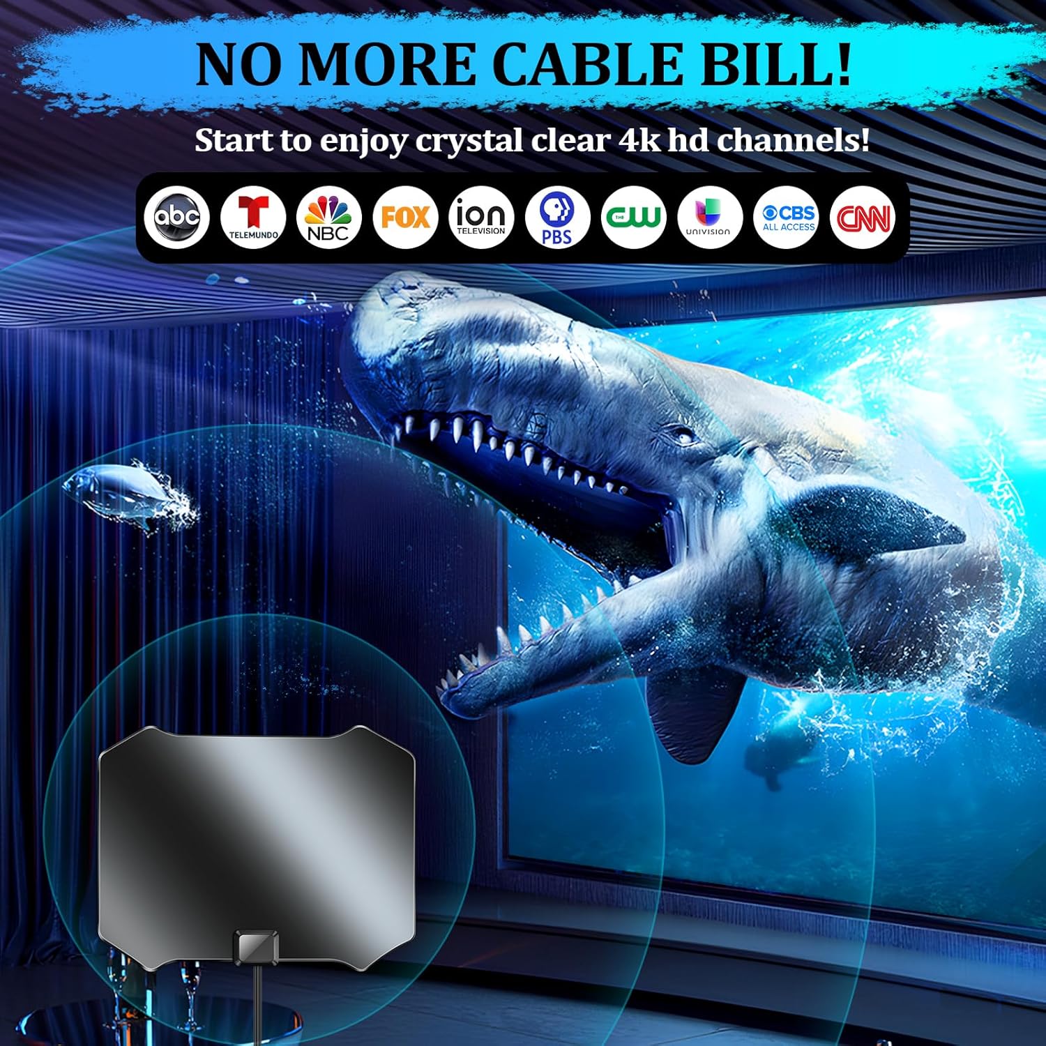 TV Antenna for Smart TV, Indoor Outdoor, Amplified HD 4K 1080p P855
