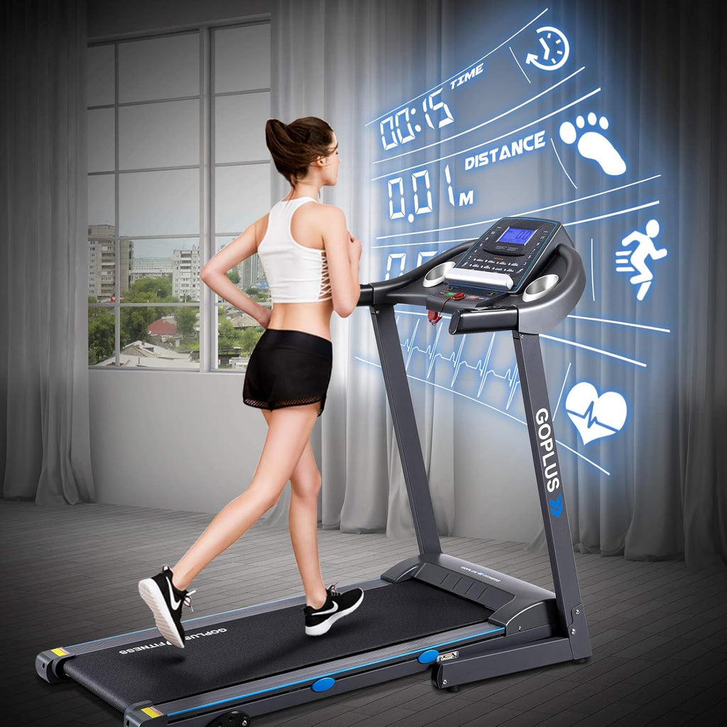 Goplus 2.25HP Folding Treadmill with Incline, Electric Walking Running Machine K607
