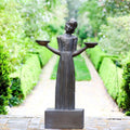 Savannah Bird Girl Statue with Pedestal - Lawn and Garden Sculpture (Medium-28 H)