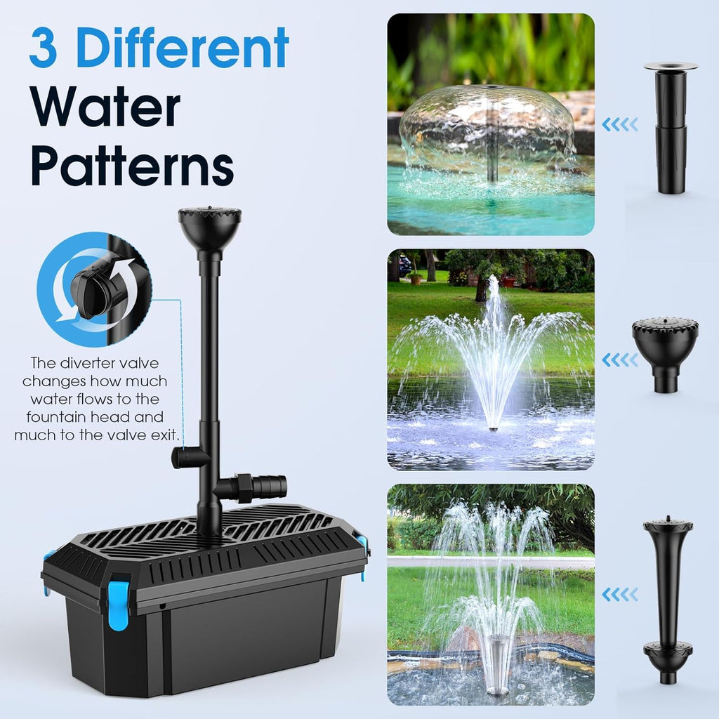 POPOSOAP Pond Waterfall Box and Pond Filter Box with Pump Kit, 9.8FT Tubing Q21091