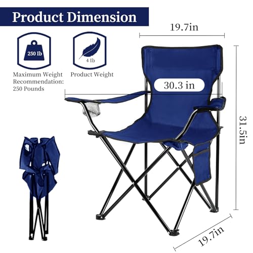 Portable Folding Camping Chair with Cup Holder and Side Bag, Blue F231