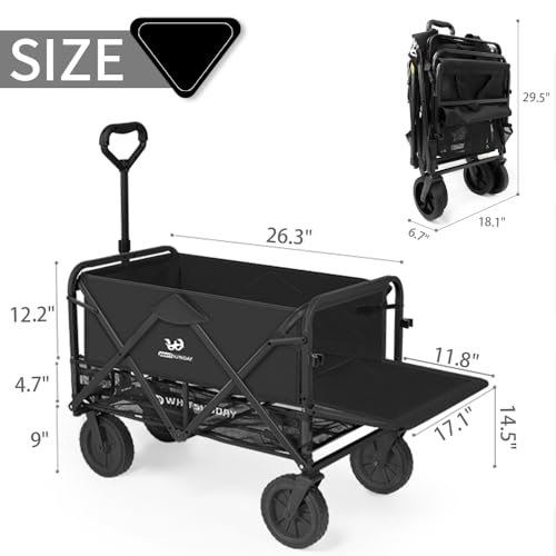 Collapsible Double Decker Wagon with Tailgate, All-Terrain Wheels U8438