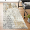 ReaLife Machine Washable Area Rug Runner - Living Room Bedroom Bathroom Kitchen Entryway Office - Padded Low Pile Stain Resistant Premium - Modern Abstract Contemporary - Quinn - Beige 2'6" x 6'