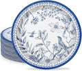 AnyDesign 24Pcs Blue White Paper Plates 9 Inch Vintage Flower Bird Design Disposable Plates Spring Floral Decorative Dinner Plates for Birthday Baby Shower Wedding Party Table Decor