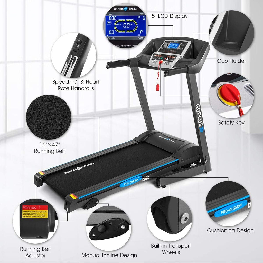 Goplus 2.25HP Electric Folding Treadmill with Incline for Home Gym F274