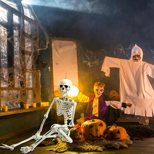 5.4 ft Posable Halloween Skeleton Decoration with Movable Joints L910930