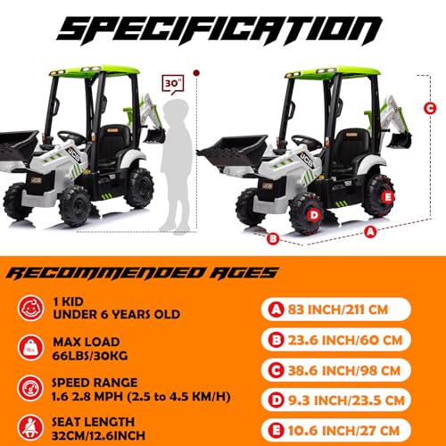 12V JCB Licensed Ride On Tractor Truck with Excavator, Bulldozer & Remote Control N831