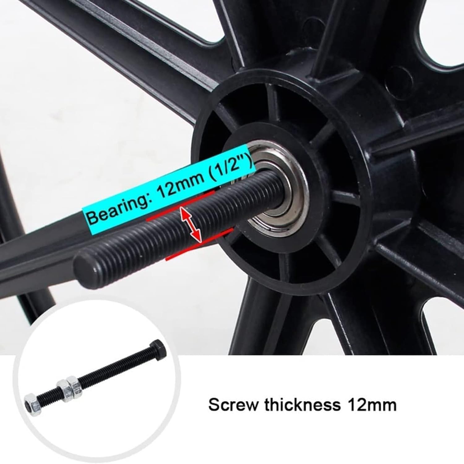 24 Inch Wheelchair Replacement Wheel, Solid Black Tire A247