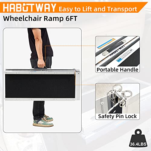 HABUTWAY 6ft Portable Wheelchair Ramp with Support Legs, 800Lbs Capacity S588178