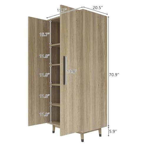 Armoire Wardrobe Closet 4-Door Storage Cabinet with 2 Drawers Y4153