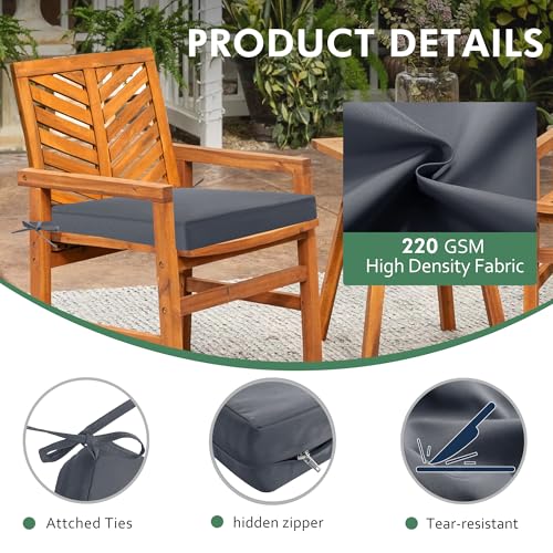 Outdoor Chair Cushions Set of 4, Waterproof Patio Seat Cushions with Ties, Black A5741