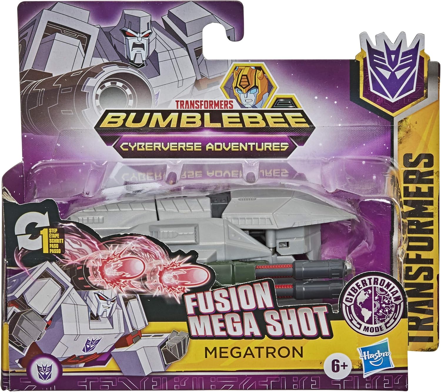 Transformers Bumblebee Cyberverse Adventures 1-Step Changer Megatron Action Figure, 4.25-inch K601