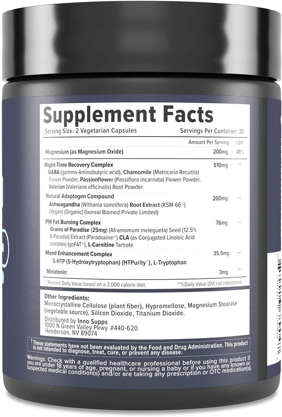 Night Shred Fat Burner & Sleep Support with Ashwaganda, 5-HTP, CLA, Melatonin - 60 Capsules U410621