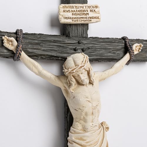 DevotedWalls 14" Hand Painted Catholic Crucifix for Wall V21624