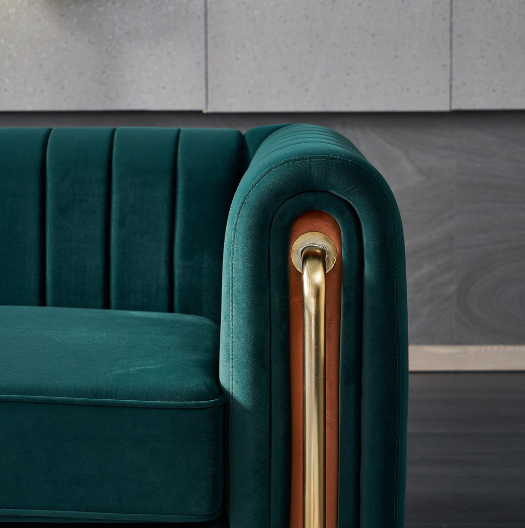 Tufted Velvet Sofa Couch for Living Room, 84 Inches, Green Y148