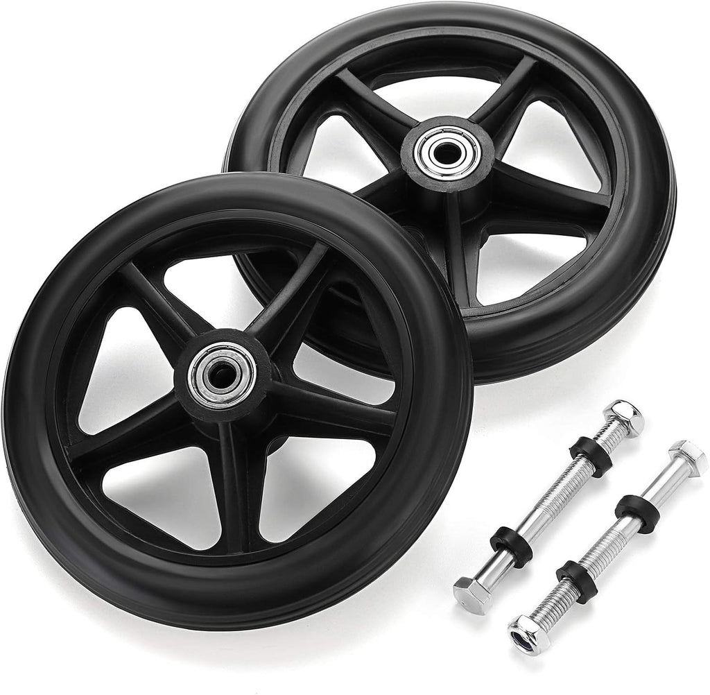 OwnMy 2PCS of 6 Inch Rubber Wheel Replacement Wheelchair Front Wheels Rollator Walker Anti-Slip Replacement Casters Rollers Wheels Universal Wheelchair Replacement Wheel Accessories, Black