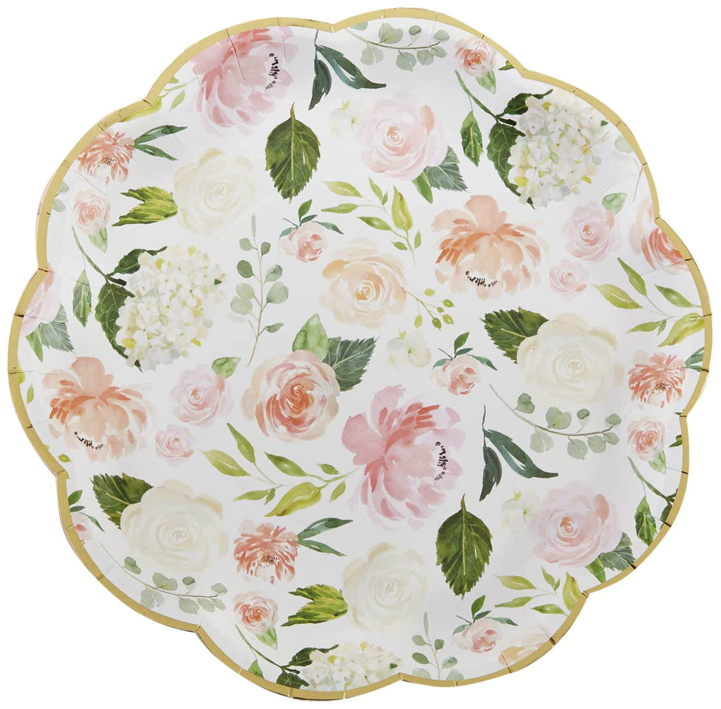 Kate Aspen Pink Floral Paper Plates and Cocktail Napkins G38892