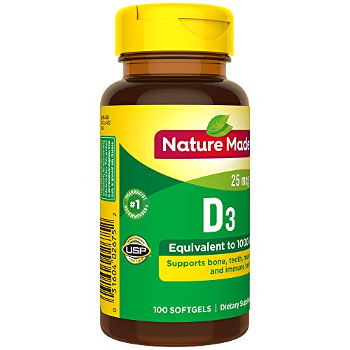 Nature Made Vitamin D3 1000 IU Softgels, 180 Count V67471