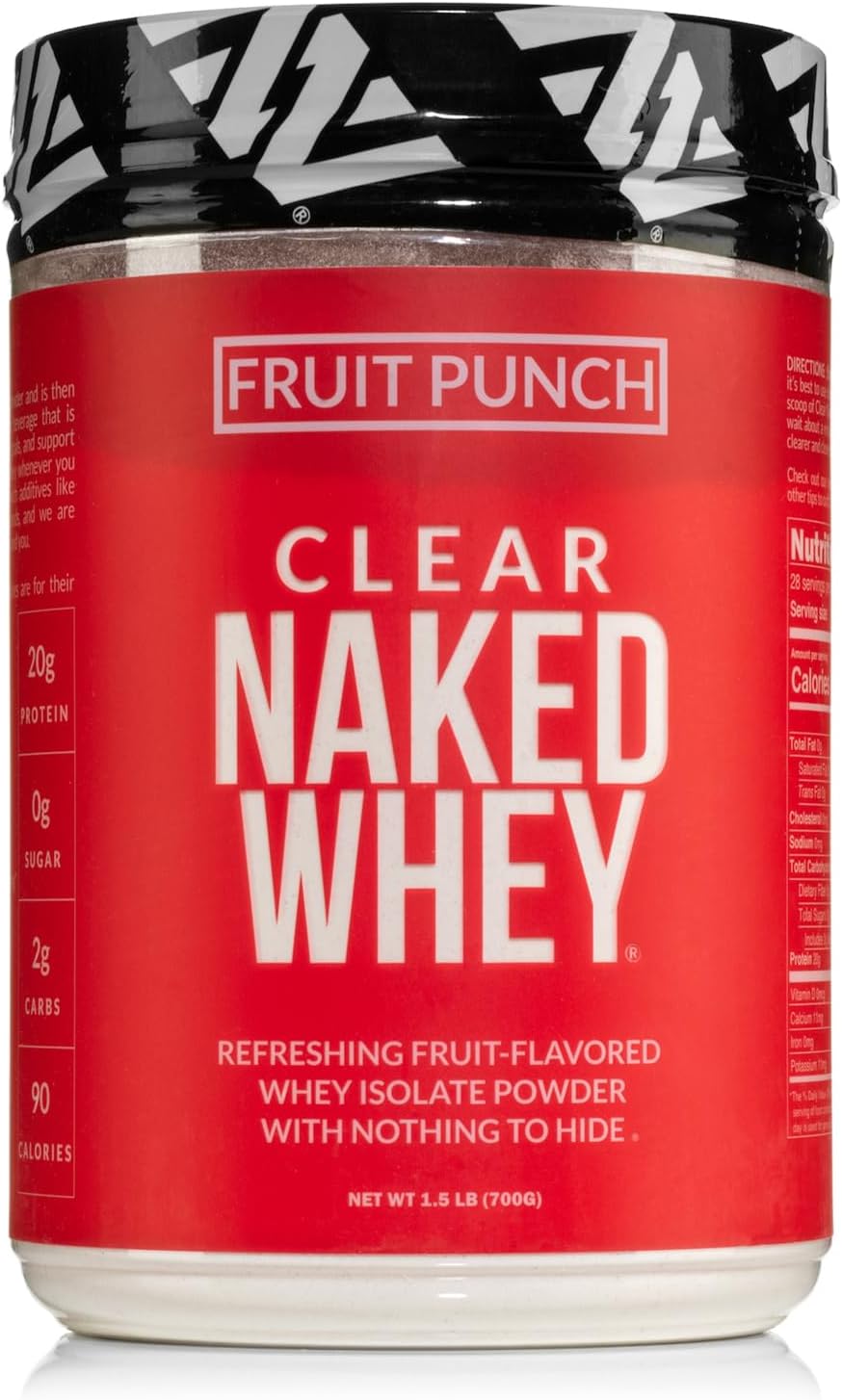 NAKED Clear Whey Protein Isolate, Fruit Punch, Iso Protein Powder, No Gmos Or Artificial Sweeteners, Gluten-Free, Soy-Free - 28 Servings