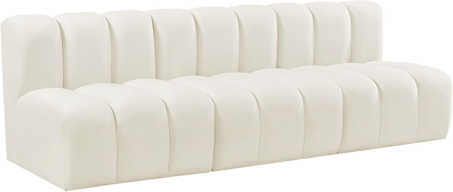 Meridian Furniture Arc Modern Velvet Modular Sofa, Cream R2997
