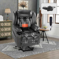 Small Dual Motor Power Lift Chairs Recliners for Elderly with Heat and Massage, Infinite Position Adjustable Lift Chair, Breathable Leather, USB Port, Side Pockets (Black)