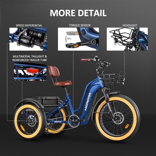ADDMOTOR Electric Trike for Adults, 750W Rear Motor, 48V 20AH/40AH J984919