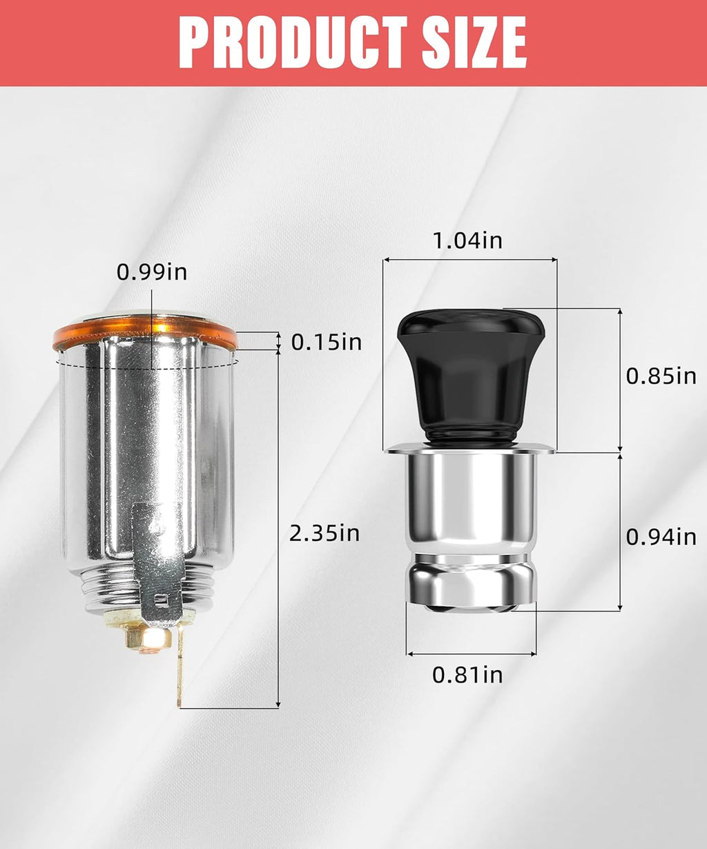 Car Cigarette Lighter with Cable, 12V Socket with Eject Button J532